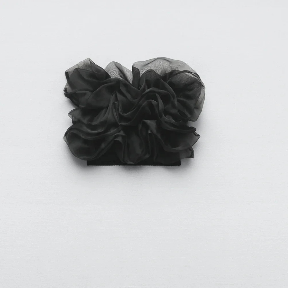 Zara Black Ruffled Off-Shoulder Top - Picture 2 of 5
